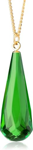 Amber by Mazukna Natürlicher Baltischer Grüner Bernstein Anhänger für Damen, Tropfen Halskette mit vergoldeter Sterling Silber Kette, leichtes 18 Zoll Schmuckgeschenk für den Alltag (Lange Grün)