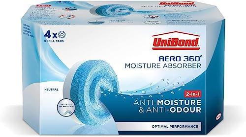 SK INFINITY| UniBond Moisture Absorber Neutral Refill Tab | Aromatherapy | Ultra-Absorbent and Odour-Neutralising, for AERO 360° Dehumidifier, Condensation Absorbers (Neutral (4 X 450g))
