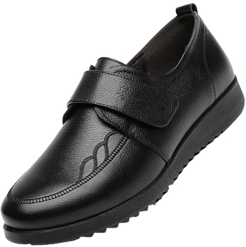 AEHO Zapatos OrtopéDicas Mujer DiabéTicos Cuero PU Sandalias ortopédicas para Caminar para diabéticos Pantuflas ortopédicos diabéticos,Negro,34/220mm