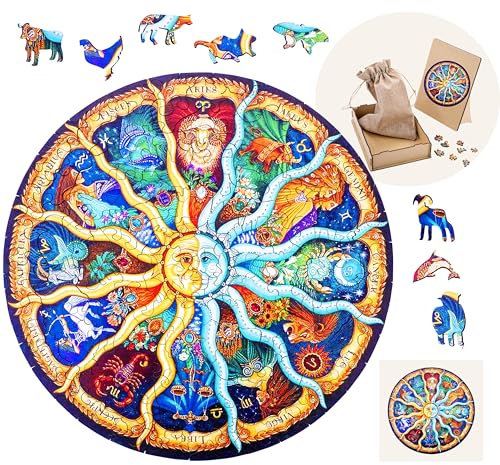 Engelhart - 602070 - Puzzle en Bois Lune - 119 Pièces Distinctes - Puzzle Animaux - Coffret Cadeau en Bois - À partir de 12 Ans - 21 x 29.7 cm - Découpe au Laser, Épaisseur 3 mm