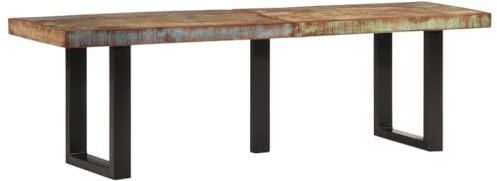 vidaXL Bank 160 cm Massives Altholz und Stahl, Sitzbank, Bankcouch, Dielenbank, Sitzbank, Essbank, Indoor Bank, Flurbank, Schlafzimmerbank, Holzbank