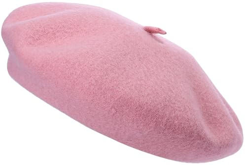 JUNGANRHA® Beret Hat Women Accessoies Men Wool Solid Color French Style Classic Beret Hat - Vintage Women's Berets for Ladies UK Artist | One Size | Baby Pink