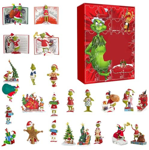 GWAWG 2025 Christmas Adventskalender 24 Tage Grünes Monster Spielzeug Weihnachts Countdown Kalender mit Tollen Überraschungen für Kinder Perfektes Weihnachtskalender Geschenk für 2025 Weihnachten