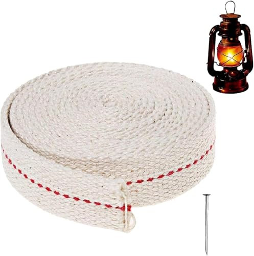 100cm Baumwoll-Öllampen-Docht, Ersatz-Öllampen-Docht für Öllampen und Ölbrenner, Lampen-Docht, Laternendocht, Baumwoll-Laternendocht für Petroleum-Brenner, Beleuchtung & Paraffin-Docht