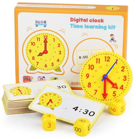 Lernuhr Kinder, Lernspiel Uhr, Zeitunterrichts- und Demonstrationsuhrmodell, Grundschule Schulbedarf Pädagogisches Spielzeug 1. 2. Klasse Lernspiele Geschenk für Kinder Junge Mädchen ab 5 6 7 8 Jahre