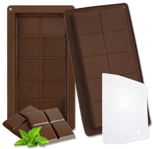QOMJUFA Moule Tablette Chocolat Profond, 2PCS Moule à Chocolat Dubai, Chocolat Moule Chocolat Profond en Silicone pour Pralines et Bonbons au Chocolat DIY, sans BPA, de -40°C à 230°C