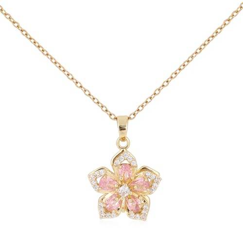 Blomster Halsband, Delikat Roterbar Kristall Bauhinia Flower Pendant Halsband Justerbara Fidget Smycken för Kvinnor Retromode Intressanta Smyckenstillbehör (Rosa Diamant)