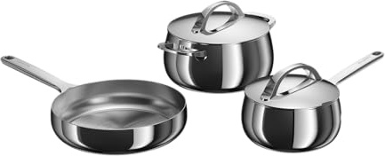 BergHOFF Home Topfset Edelstahl – 5-tlg. – Topf und Pfannenset Set mit Deckel - Kochtopfset für alle Herdarten – Pflegeleichtes Kochtöfe Set - Topf Herd Set