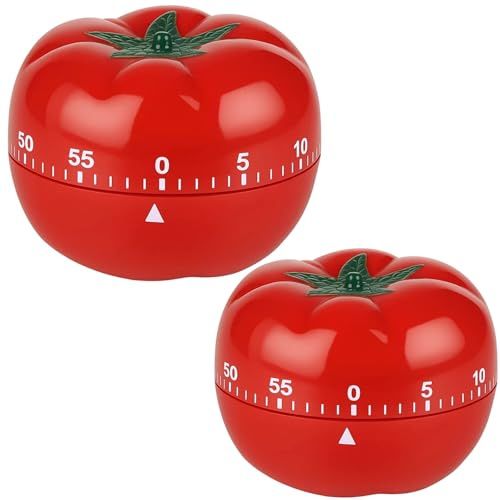 2 Stück Eieruhr Mechanisch, Pomodoro Timer für Küche und Büro, Küchenwecker mit Tomaten-Design, Kurzzeitwecker für Kochen und Lernen,2 Stück in Groß und Klein