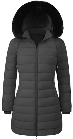 RITOSTA Abrigo Acolchado Mujer Invierno Largo Chaqueta Cálido Abrigos Gruesa Plumifero Chaquetas Polar Elegante Parka con Cremallera Prueba de Viento para Uso Diario y al Aire Libre