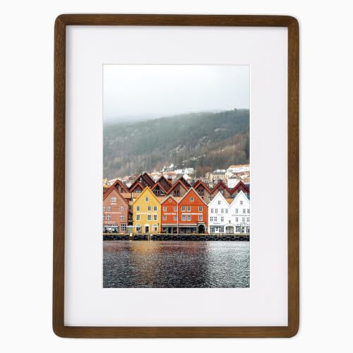 A3 Picture Frame, A3 Poster Documents Frame Oak Wood Photo Frame with HD Tempered Glass, Handcrafted A3(29.7x42 CM) Frame Matted to A4(21x29.7 CM) Photo Frame, Horizontal Vertical Wall Mounting