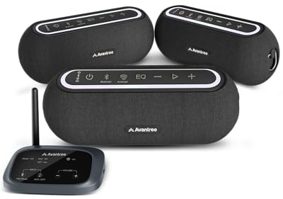 Avantree Harmony A2 – Wireless Auracast Speaker System for Whole-Home Background Audio, Expandable Setup, One-Button Control, Bluetooth/Optical/AUX Input, for Home, Stores & Small Venues