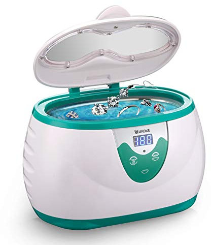 UKOKE Macchina per la pulizia ad ultrasuoni con timer per gioielli, occhiali e protesi 0,6 L Verde