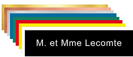 Plaque Nominative PVC pour Boîte aux Lettres Personnalisable - 10 x 2,5 Cm - Coloris Noir Avec Écriture Blanc