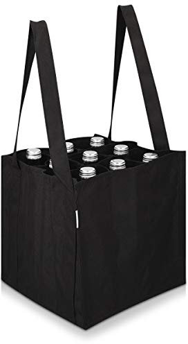 Navaris Sac de Transport 12 Bouteilles - Panier en Polyester 26 x 35 x 27 cm pour Bouteille de 1,5L - Rangement Eau Vin Bière - Lavable en Machine