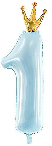 Ballon gonflable en forme de chiffre 1, accessoire de fête, 30 x 100 cm, bleu clair