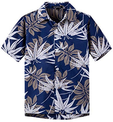 Spring&Gege Chemise hawaïenne à Manches Courtes pour Garçons Chemises boutonnées à imprimé Dessin animé