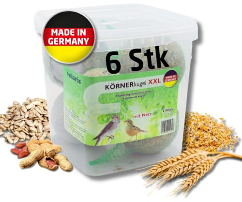 Eggersmann volaris 6 bolas de masa XXL con red de 3 kg | Bola de grano para aves silvestres | Alimento completo nutritivo para todo tipo de aves