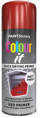 Classic Signature - 1 x All Purpose Red Primer Aerosol Spray Paint 400ml Quick Drying Spray,Fast Dry and Excellent Coverage for Metal, Wood, Plastic and More