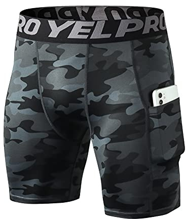 Yishengwan Mallas Cortas Hombre Running Secado Rápido con Bolsillo | Transpirable Pantalones Cortos de Compresión, para Correr Gimnasio Fitness Gym
