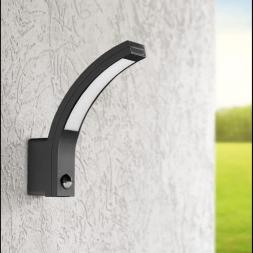 Adviti Piryt Moderno Faretto led da esterno Alimentato con Sensore Da Tramonto All'alba E Rilevatore Di Movimento 800m 4000K IP54 (Nero)