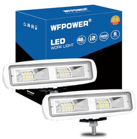 WFPOWER 2 Pack Boat LED Spreader Lights, 6.3inch 48W Super bright White marine Boat light Flood Beam Marine docking lights, IP67 Waterproof Light Bar 12V Deck Lamp for Pontoon Boat Fishing