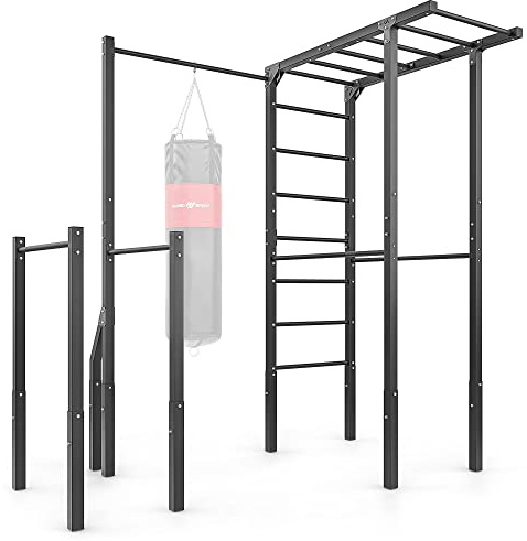 Marbo Sport Sprossenwand mit Klimmzugstange, Boxsackhalterung und Dip-Stangen (lang) MO-Z5, OUTDOOR, stabile Konstruktion pulverbeschichtet, Tragfähigkeit bis 110kg, massive Metallprofile, MADE IN EU