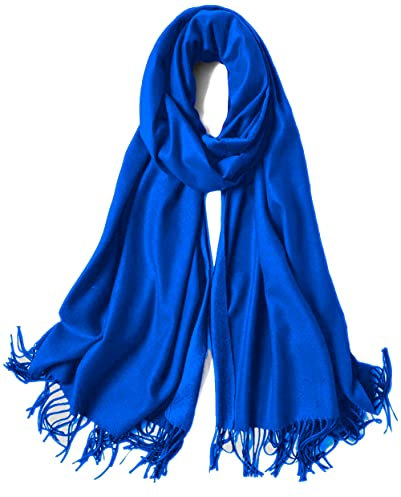 Van Der Rich ® - Schals mit Fransen Baumwollqualität - Damen (Uni-Royalblau)