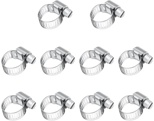 10pcs 6-12mm Collier de Serrage Inox, Leryati 304 Collier Serrage Métallique Collier Durite, Collier Serrage Réglable en Acier Inoxydable Convient Pour Piscine, Machine à Laver, Jardin