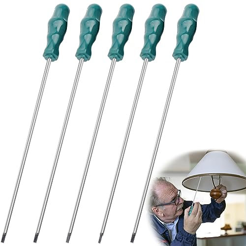Juego de 5 Destornillador torx Estrella, HOMURY Destornilladores Largos con Mangos Ergonómicos, Destornillador Magnético, T15 - T30, 400mm