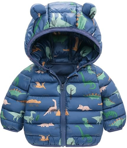 Happy Cherry Bambino Inverno Giacche Maniche Lunghe Cappotto Piumino con Cappuccio Carino Neonato Leggero Giubbotto Trapuntato Caldo Comodo Blu 3-4 Anni