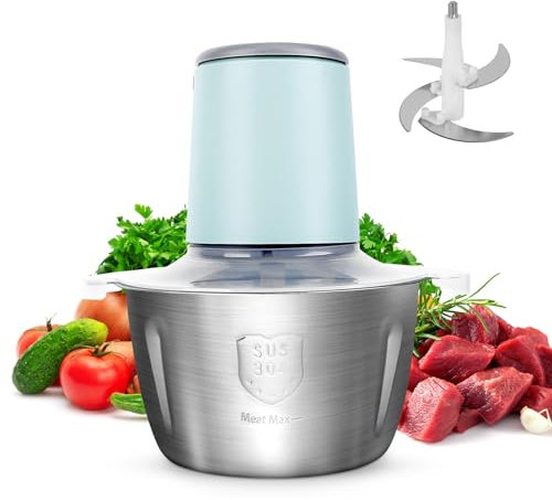 Pilipane Robot da cucina multifunzione 2L con 4 lame in acciaio inox 304, Tritatutto da cucina elettrico, Frullatore tritatutto multifunzione per carne, verdure e pappe, lavabile in lavastoviglie
