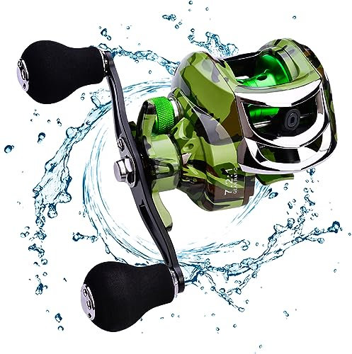 Baitcastingrolle 18+1 Kugellager 7 2:1 Übersetzung 9 Gang Bremsung Baitcaster Angelrolle mit Doppelgriff strapazierfähig 10 kg rechtshändige Baitcaster Baitcaster Rollen Baitcasting Rolle Spinnro