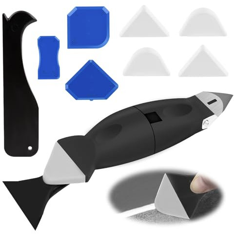 Grattoir Joint Carrelage, 3 en 1 Enlever Joint Silicone, Kit de Lisseur de Joints Silicone Grattoir à Coulis, Lisseur Joint Silicone pour Évier de Fenêtre Cuisine Salle de Bain