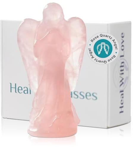 Rose Quartz Crystal Pocket Angel Figurine - 2 Inch Guardian Angel Healing Crystal Stone Statue Blessed with Angelic Energy for Healing, Love, Protection and Meditation, Small Spiritual Gift for Women