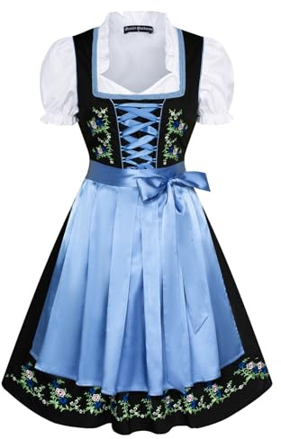SCARLET DARKNESS Women's Oktoberfest Outfit 3 Piece Dirndl Dress Bavarian Costume Dirndl for German Beer Festival Outfits