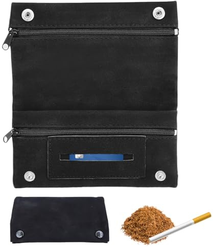 Tobacco Pouch, Faux Suede, Black
