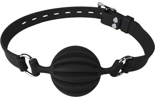 Ball Gag Silicone Bdsms Bocca Gag, Bavaglio a Sfera di Bondage Breathable Black Mouth Ball Bondage Sex Gioco di Ruolo Giocattoli Sessuali Gàgbàll Nero Traspirante per Uomo Donne e Coppia 4,1cm