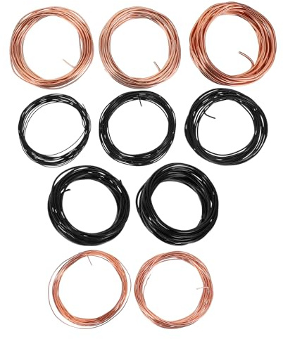 VALICLUD Kit 10 Piezas Alambre para Bonsáis de Aluminio Flexible 1.0-3.0 Mm, Colores Marrón Claro y Negro, 5 M por Rollo, Alambre Entrenamiento Jardinería para Modelado y Fijación