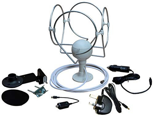 Unispectra® KORONA TS Extra Antenne für Wohnmobil, Boot, Wohnwagen, Wohnmobil, LKW, Digitale, omnidirektionale TV/FM-Antenne für DVB-T/T2. 12 V/24 V/240 V und zusätzliche Halterungsoptionen