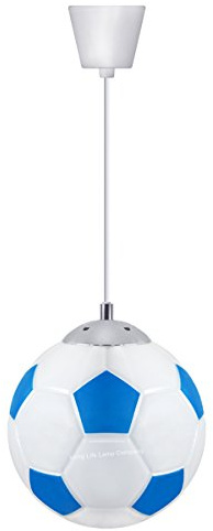 Long Life Lamp Company Novelty Football Ceiling Pendant Light Shade E27 Bulb Fitting Blue and White M0056
