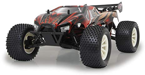 JAMARA 059738 - Brecter Truggy 1:10 4WD NiMh 2,4GHz LED - spritzwassergeschützt, Differential/Welle/Achse aus Stahl, Öldruckdämpfer, schmutzgeschütz und gekapseltes Getriebe, kräftiges Lenkservo, schwarz