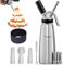 AUPERTO 500 ml Lebensmittelqualität Edelstahl Sahnespender - Silikon Anti-Rutsch Profi Sahnesyphon für Schlagsahne, Cremes und Soßen enthalten Verschiedene Aufsätzes