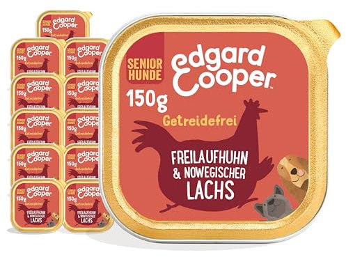 Edgard & Cooper Nassfutter für Senior Hunde, (Lachs & Huhn, 150 x 11), Getreidefrei, natürliche Zutaten und frisches Fleisch, voller essentieller Aminosäuren