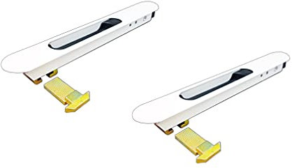 Ventanastock - Cierres embutidos de repuesto para ventana se aluminio corredera sistema sin tornillos + gancho Lacado Blanco (2 unidades)
