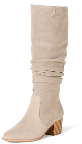 Amazon Essentials Stivali Alti Con Tacco A Blocco Donna, Grigio, 36 EU