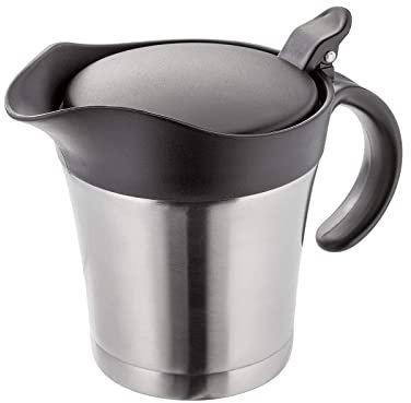 Salsera térmica de acero inoxidable, salsa con tapa plegable, jarra para servir salsa aislada, salsa olla de salsa, jarra doble aislada, jarra de salsa para cenas, restaurantes, fiestas, Navidad (C)