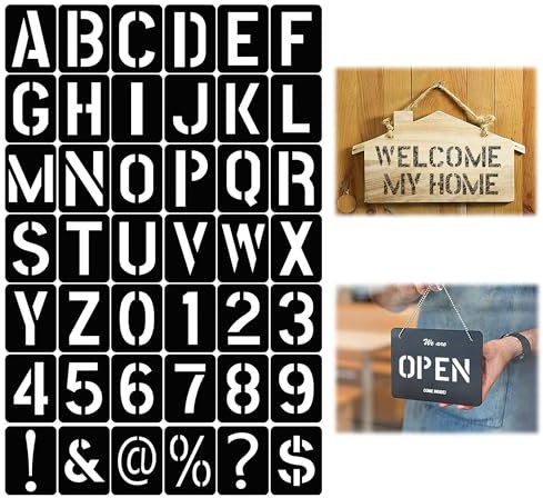 Ltsbaed Zahlenschablonen aus Kunststoff, 42 Stück 10 cm Buchstabenschablonen,Wiederverwendbare Alphabetschablonen, Buchstaben Zahlen Zeichen Schablonen für Kunstzeichnungen Basteln DIY-Schreiben