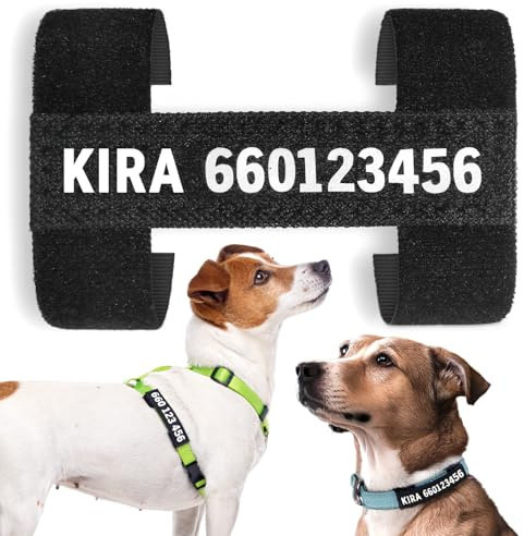 Tagorus TAG H - Etiqueta Velcro - Chapa Perro Grabada De Tela - Chapa Identificativa Perro - Chapas Para Perros - Placa Perro personalizada - Etiqueta Collar Perro Personalizado Con Telefono