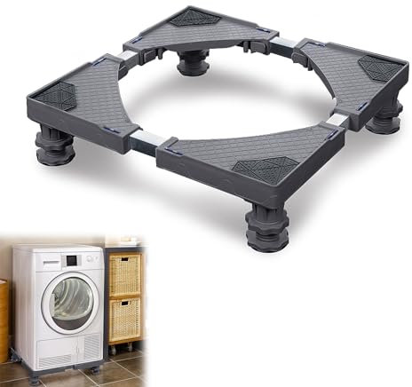 Suusolny Verstellbare Waschmaschine Sockel Untergestell Unterschrank Beweglich Sockel für Kühlschrank Waschwaschine Trockner Waschmaschinensockel -4 Füße, 45-75cm